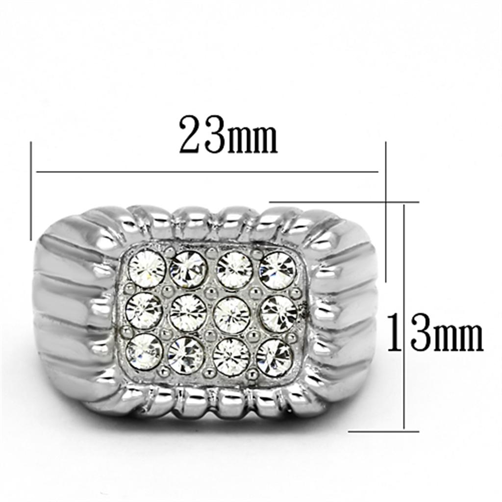 TK940 - High polished (no plating) Stainless Steel Ring with Top Grade Crystal  in Clear-1