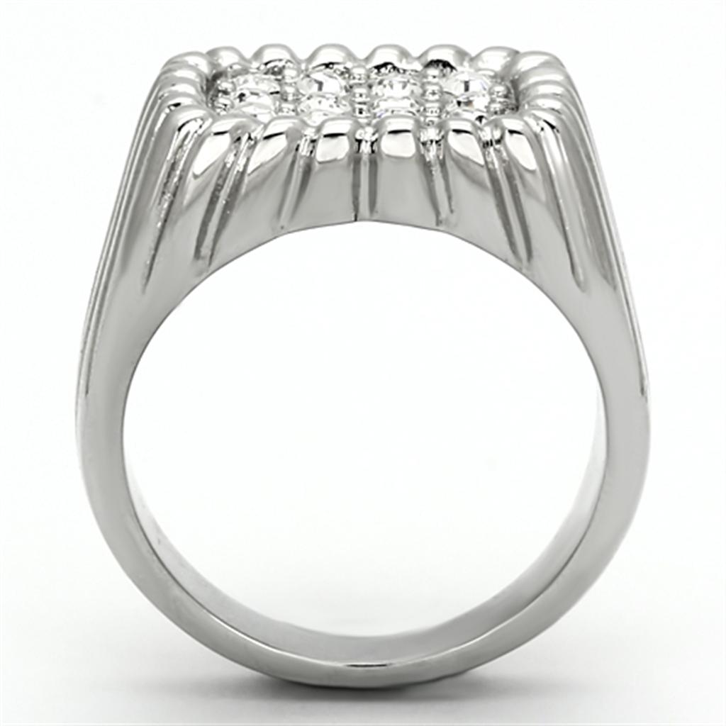 TK940 - High polished (no plating) Stainless Steel Ring with Top Grade Crystal  in Clear-2