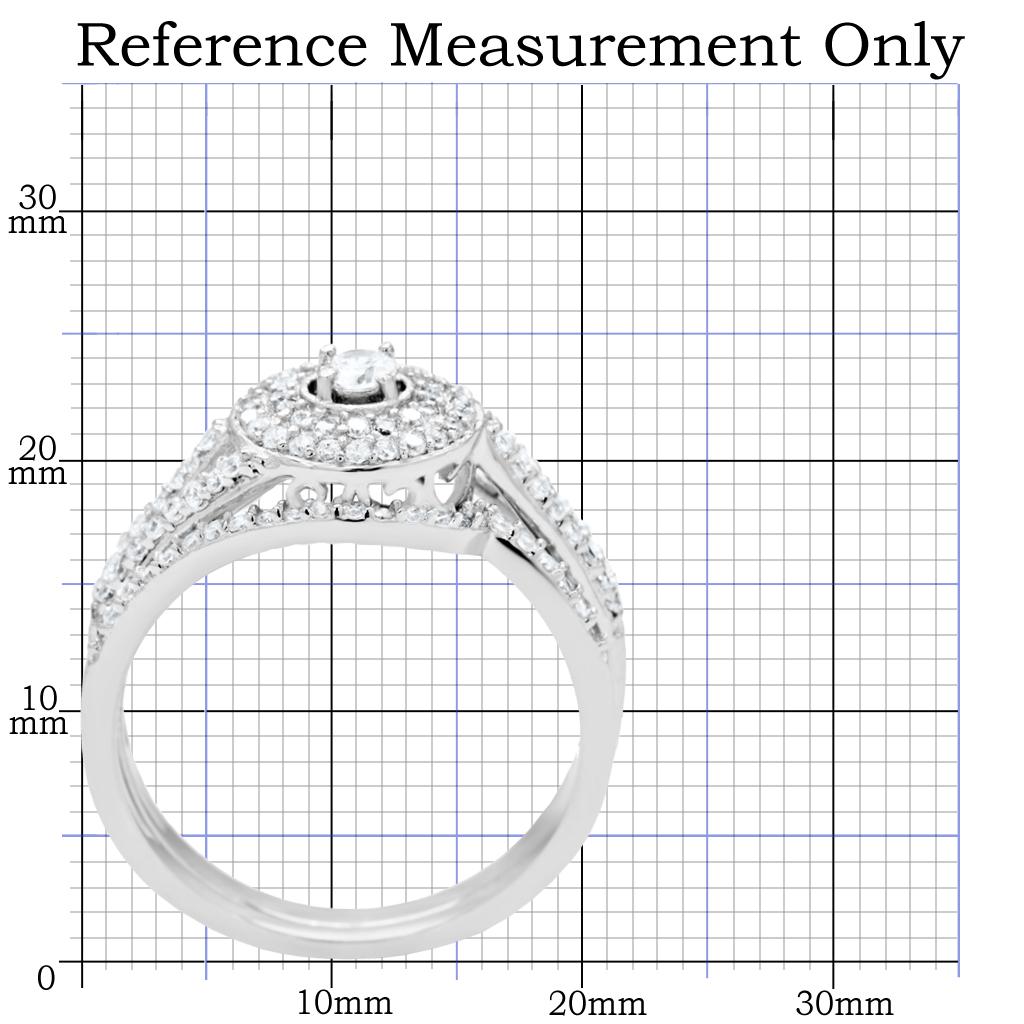 TS001 - Rhodium 925 Sterling Silver Ring with AAA Grade CZ  in Clear-1