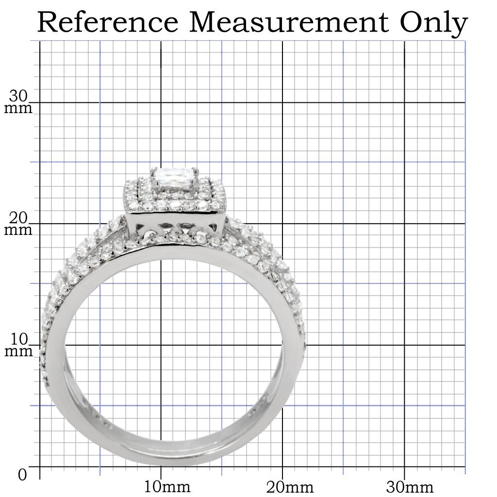 TS003 - Rhodium 925 Sterling Silver Ring with AAA Grade CZ  in Clear-1