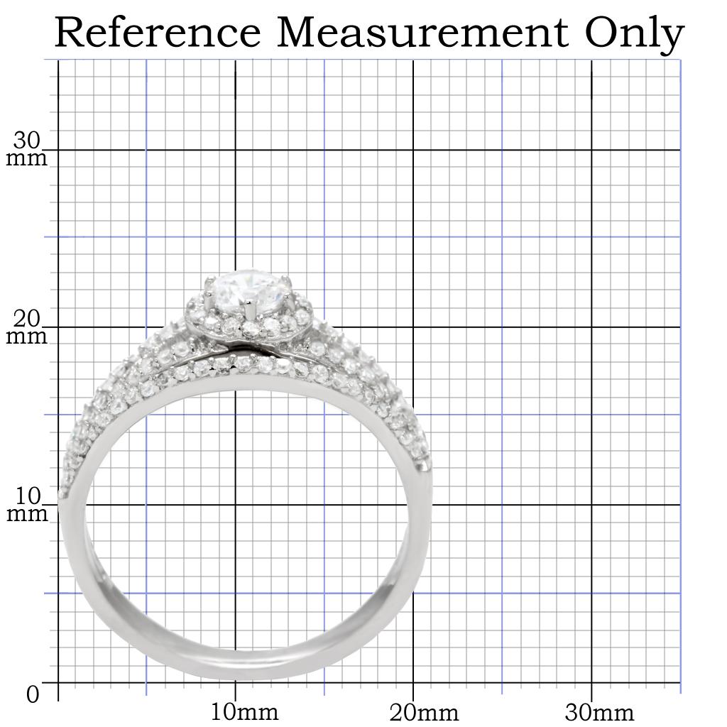 TS004 - Rhodium 925 Sterling Silver Ring with AAA Grade CZ  in Clear-1