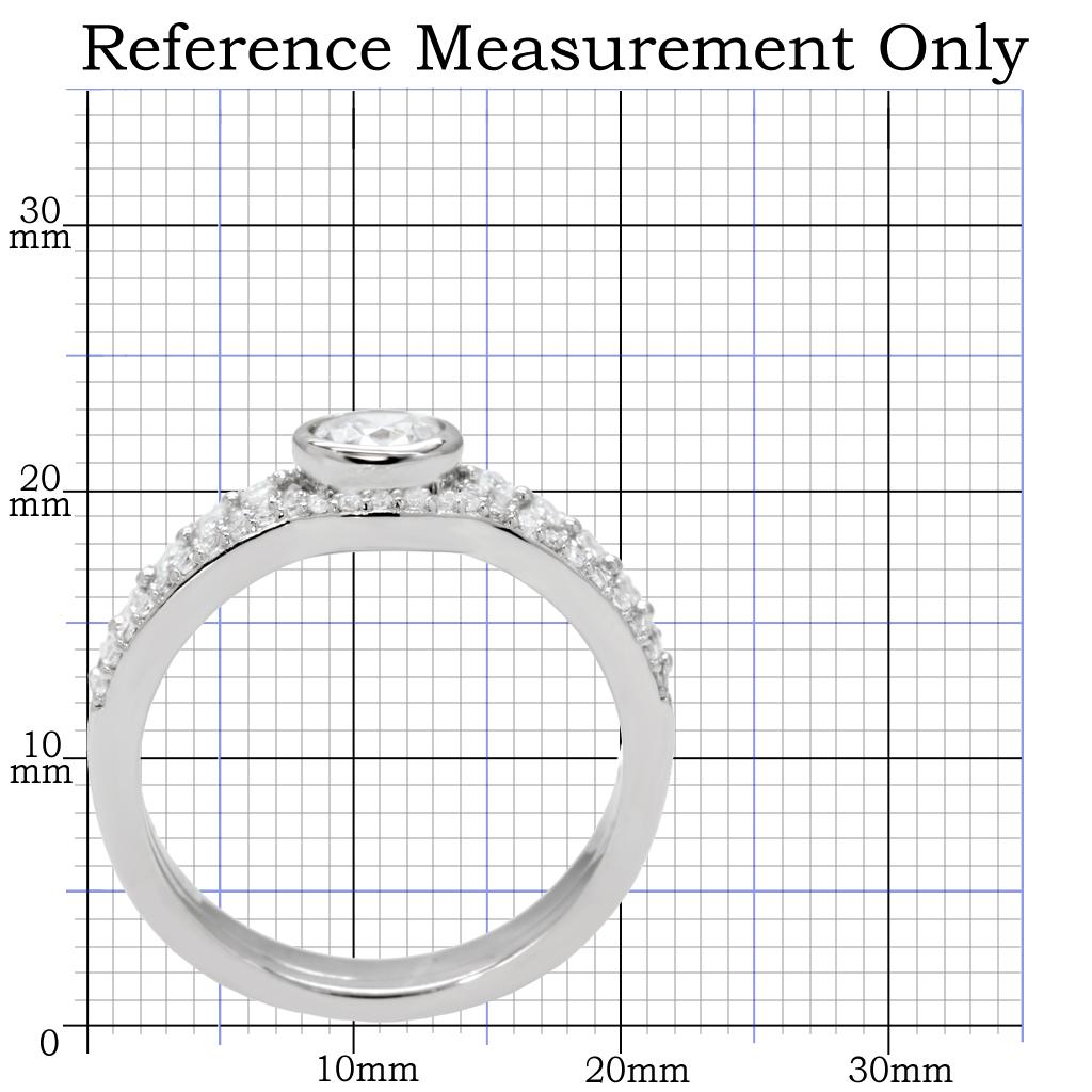 TS005 - Rhodium 925 Sterling Silver Ring with AAA Grade CZ  in Clear-1