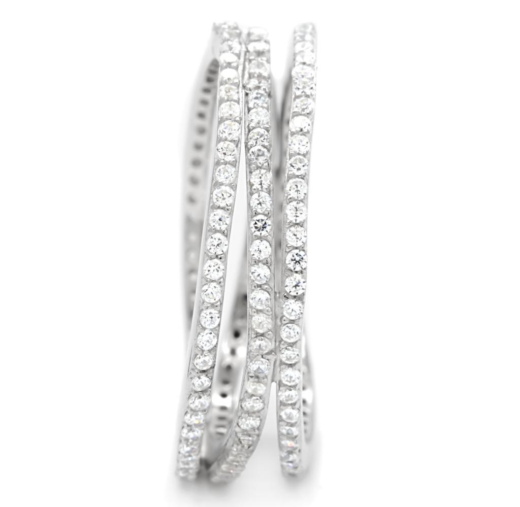 TS006 - Rhodium 925 Sterling Silver Ring with AAA Grade CZ  in Clear-4