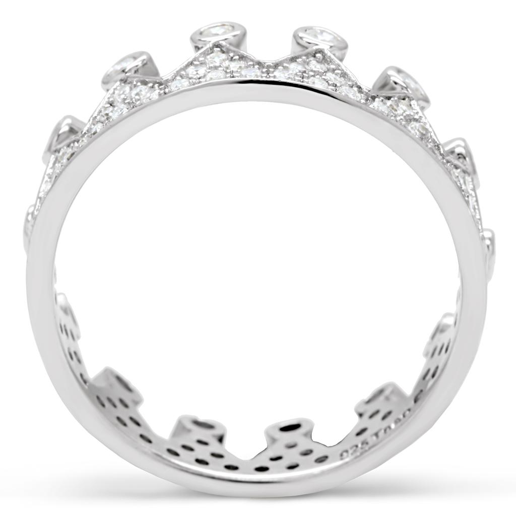 TS011 - Rhodium 925 Sterling Silver Ring with AAA Grade CZ  in Clear-3