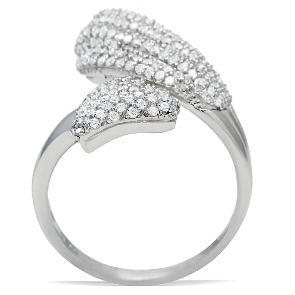 TS014 - Rhodium 925 Sterling Silver Ring with AAA Grade CZ  in Clear-3