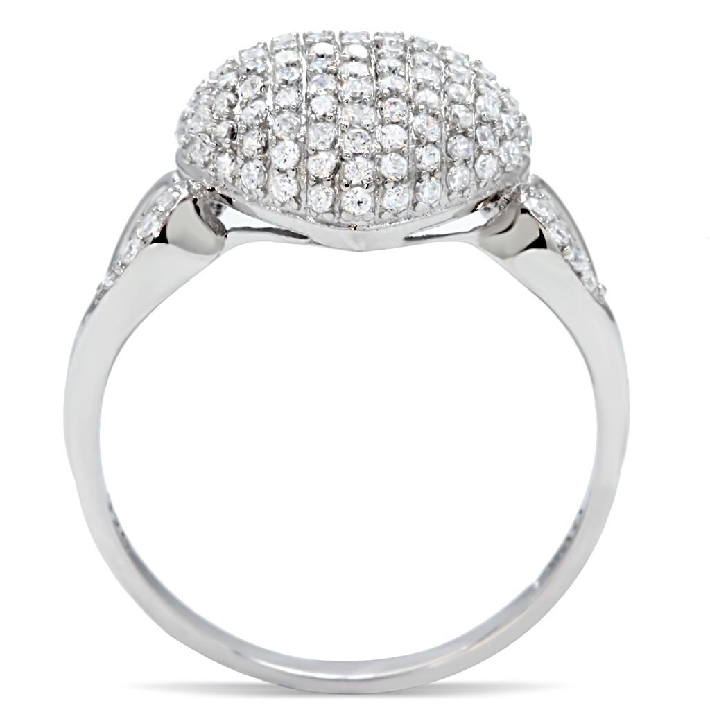 TS017 - Rhodium 925 Sterling Silver Ring with AAA Grade CZ  in Clear-3