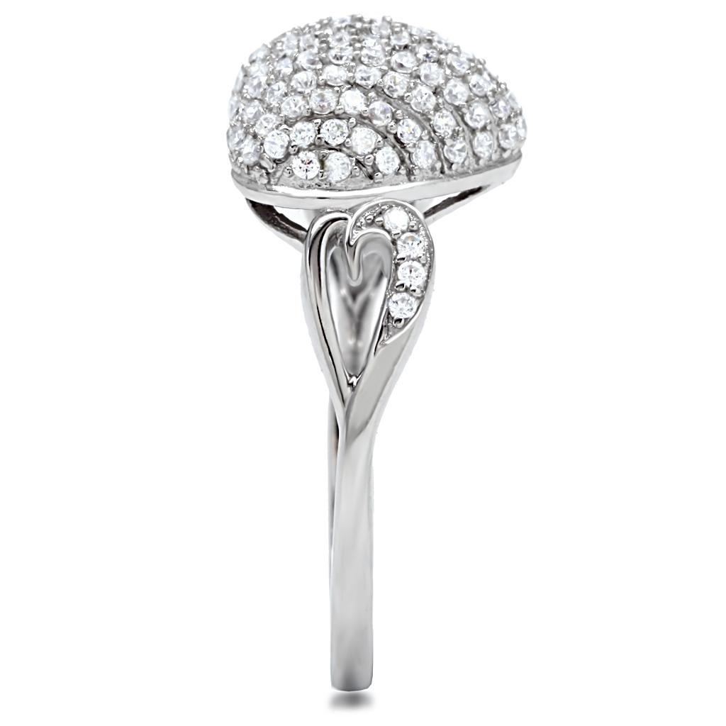 TS017 - Rhodium 925 Sterling Silver Ring with AAA Grade CZ  in Clear-4