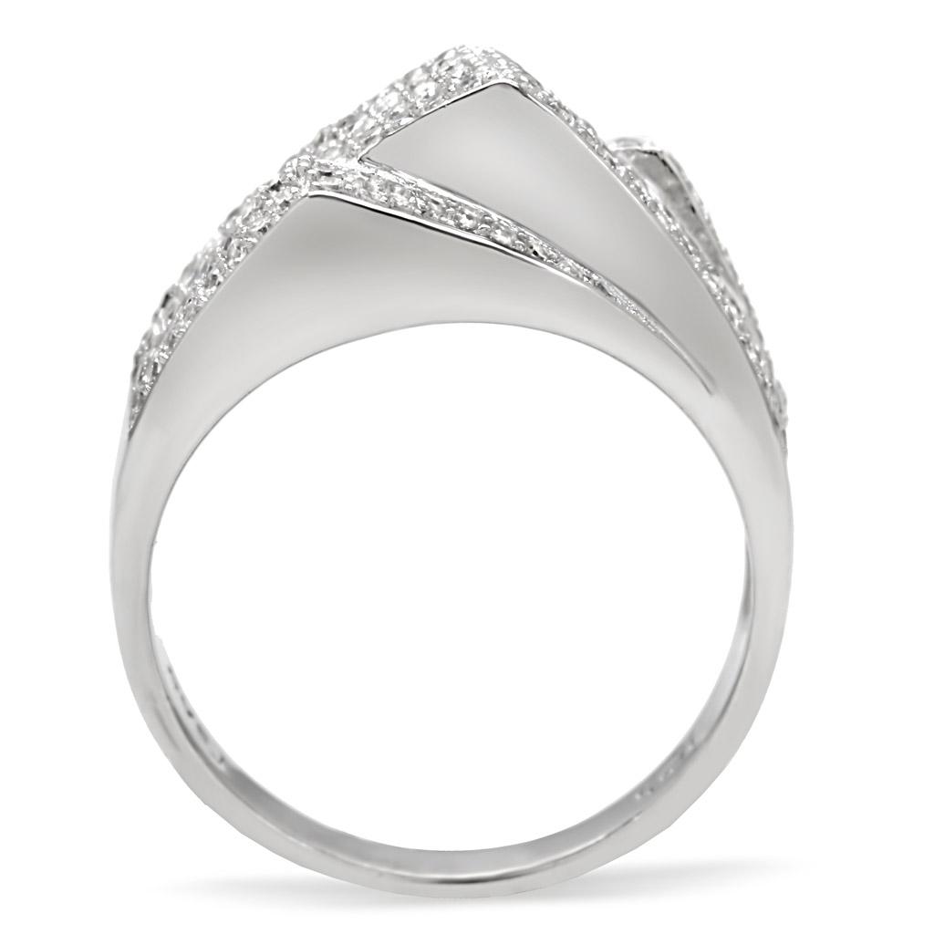 TS018 - Rhodium 925 Sterling Silver Ring with AAA Grade CZ  in Clear-3