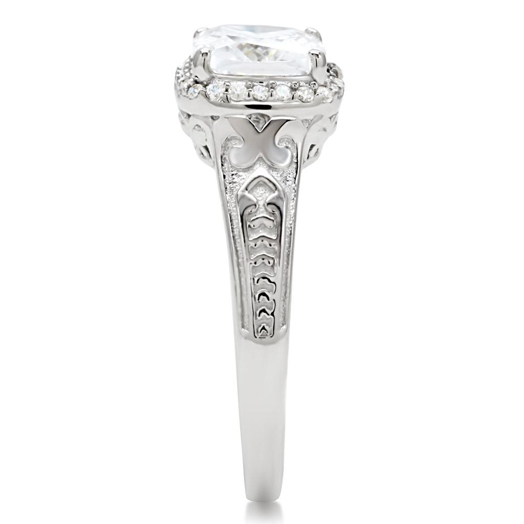 TS019 - Rhodium 925 Sterling Silver Ring with AAA Grade CZ  in Clear-4