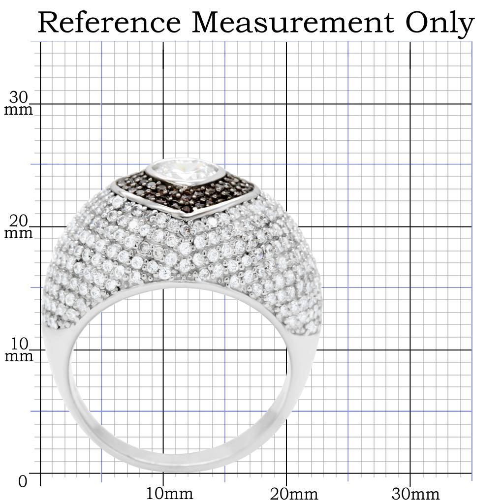 TS022 - Rhodium + Ruthenium 925 Sterling Silver Ring with AAA Grade CZ  in Brown-1