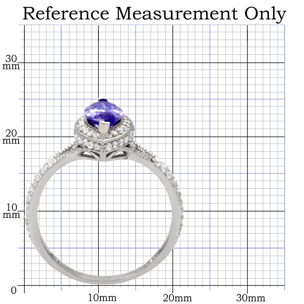 TS024 - Rhodium 925 Sterling Silver Ring with AAA Grade CZ  in Tanzanite-1