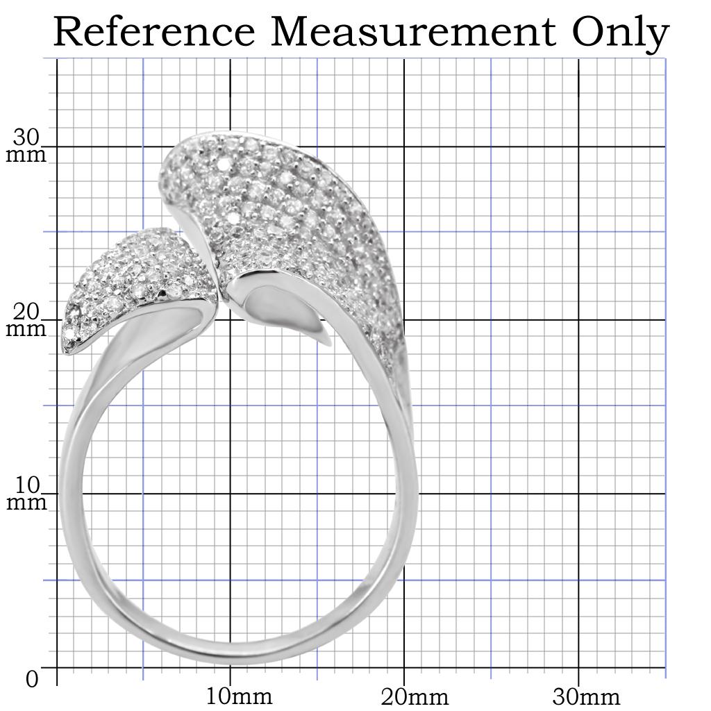 TS032 - Rhodium 925 Sterling Silver Ring with AAA Grade CZ  in Clear-1