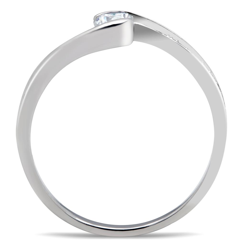 TS041 - Rhodium 925 Sterling Silver Ring with AAA Grade CZ  in Clear-2