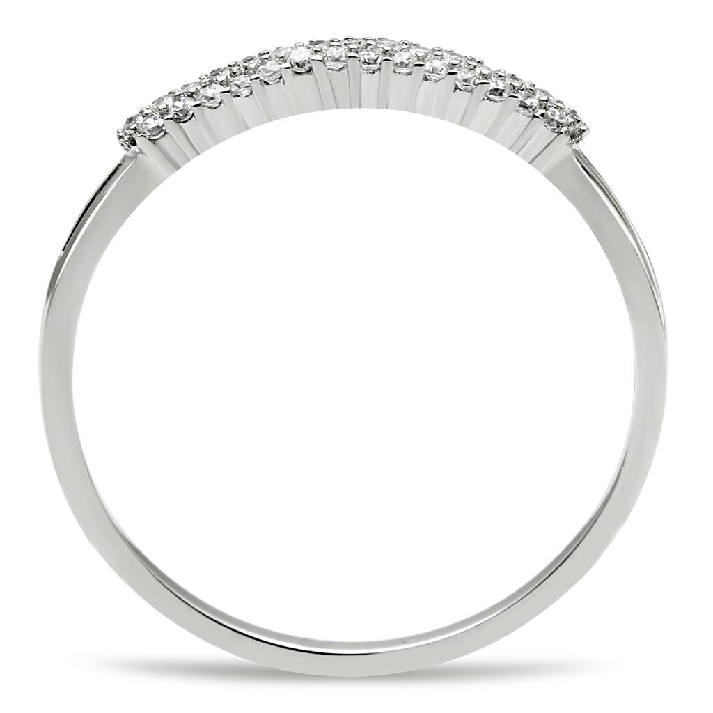 TS043 - Rhodium 925 Sterling Silver Ring with AAA Grade CZ  in Clear-2