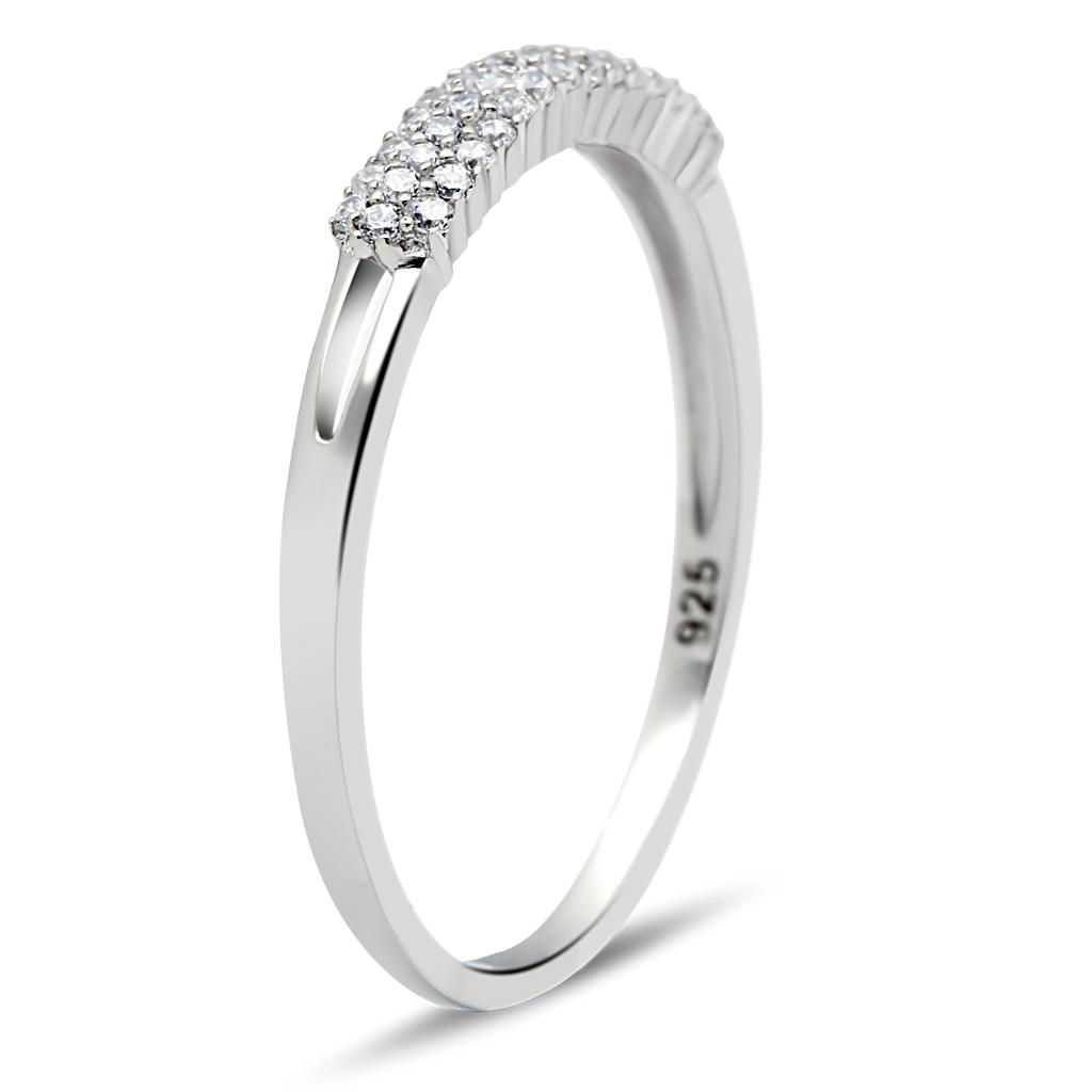TS043 - Rhodium 925 Sterling Silver Ring with AAA Grade CZ  in Clear-3