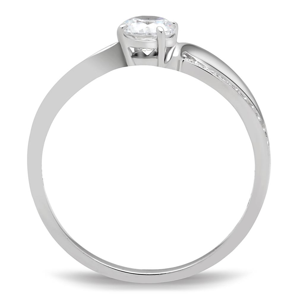 TS044 - Rhodium 925 Sterling Silver Ring with AAA Grade CZ  in Clear-2