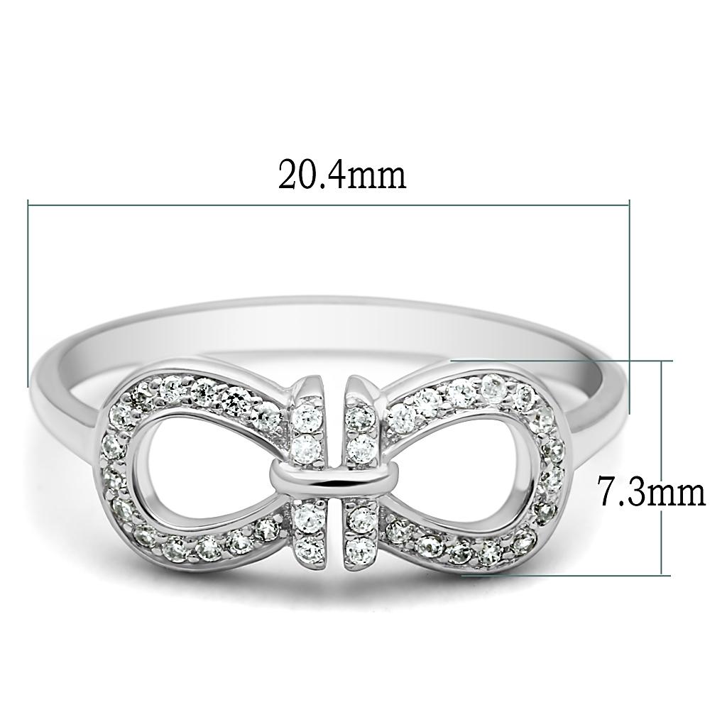 TS047 - Rhodium 925 Sterling Silver Ring with AAA Grade CZ  in Clear-1