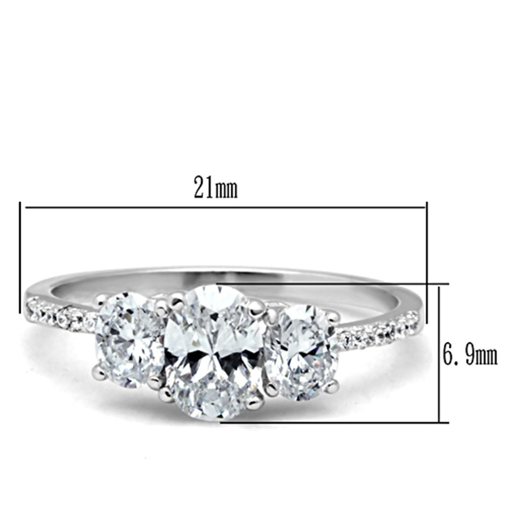 TS049 - Rhodium 925 Sterling Silver Ring with AAA Grade CZ  in Clear-1