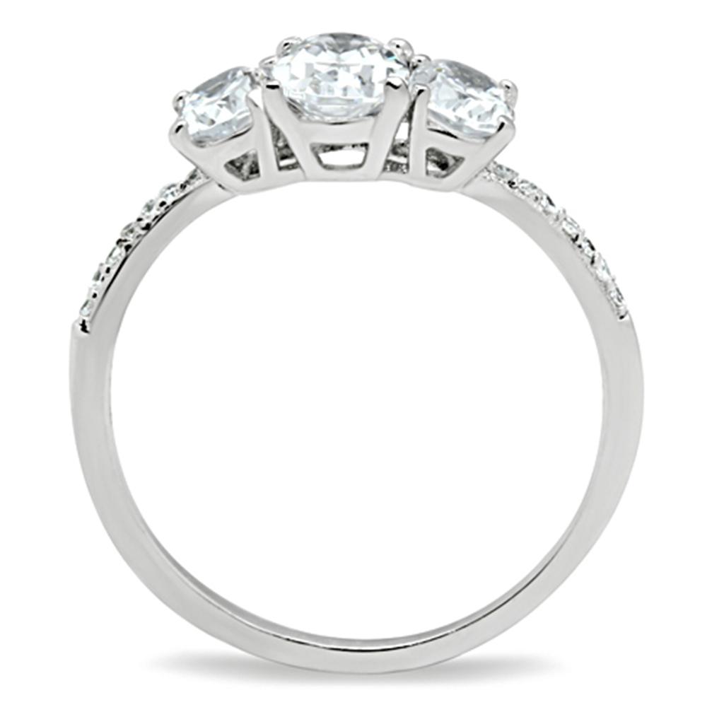 TS049 - Rhodium 925 Sterling Silver Ring with AAA Grade CZ  in Clear-2