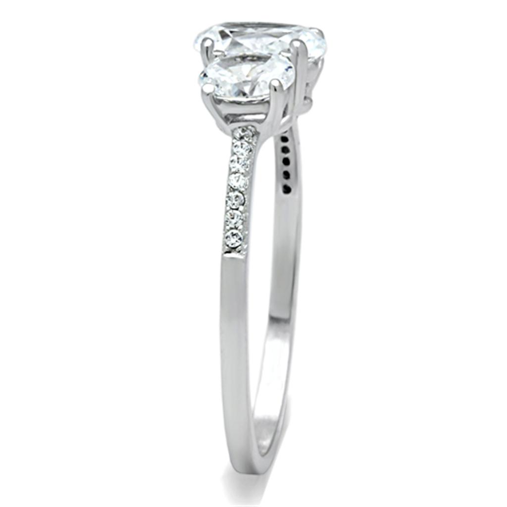 TS049 - Rhodium 925 Sterling Silver Ring with AAA Grade CZ  in Clear-3