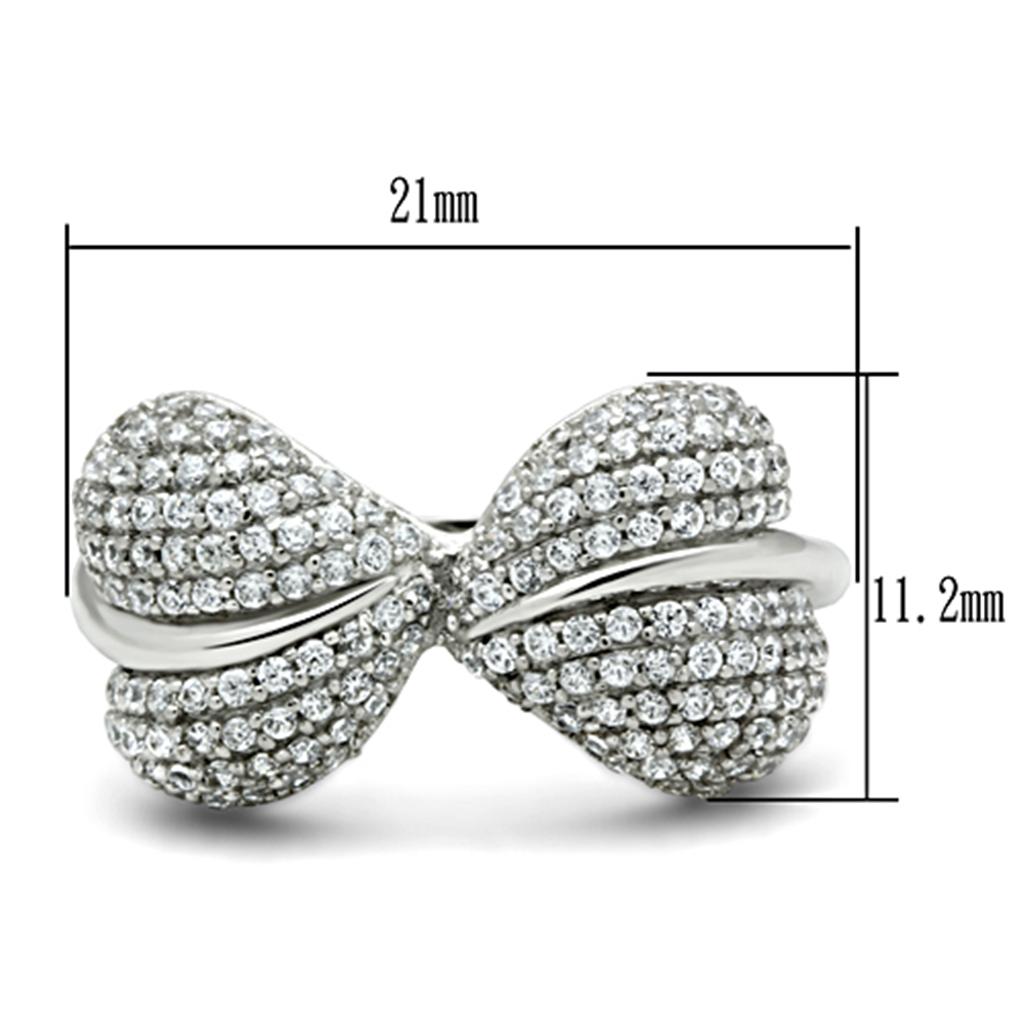 TS050 - Rhodium 925 Sterling Silver Ring with AAA Grade CZ  in Clear-1