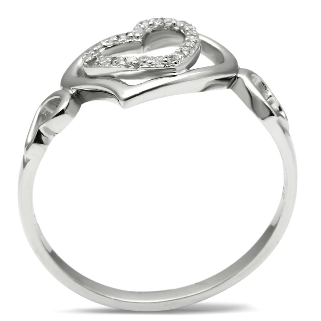 TS058 - Rhodium 925 Sterling Silver Ring with AAA Grade CZ  in Clear-2