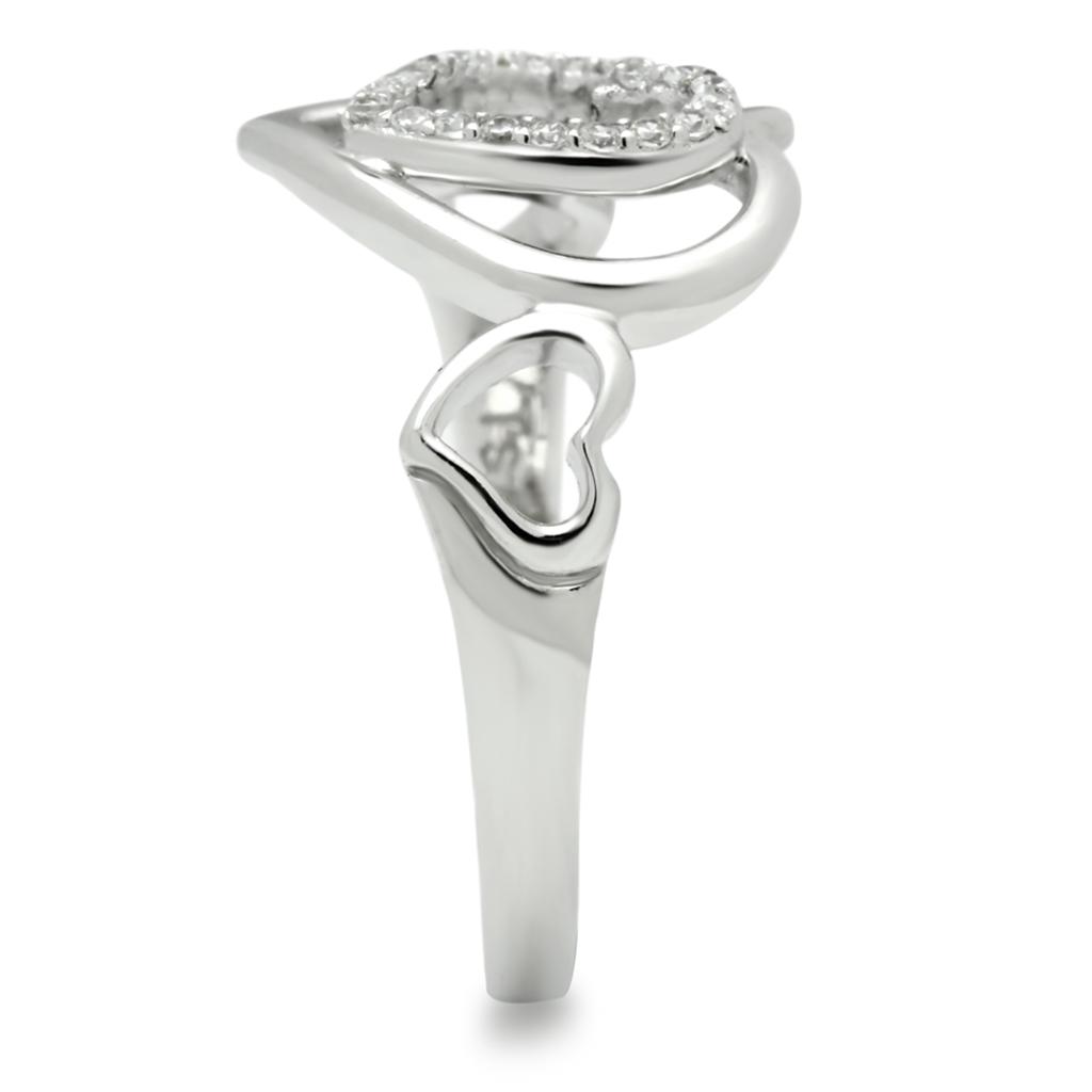 TS058 - Rhodium 925 Sterling Silver Ring with AAA Grade CZ  in Clear-3