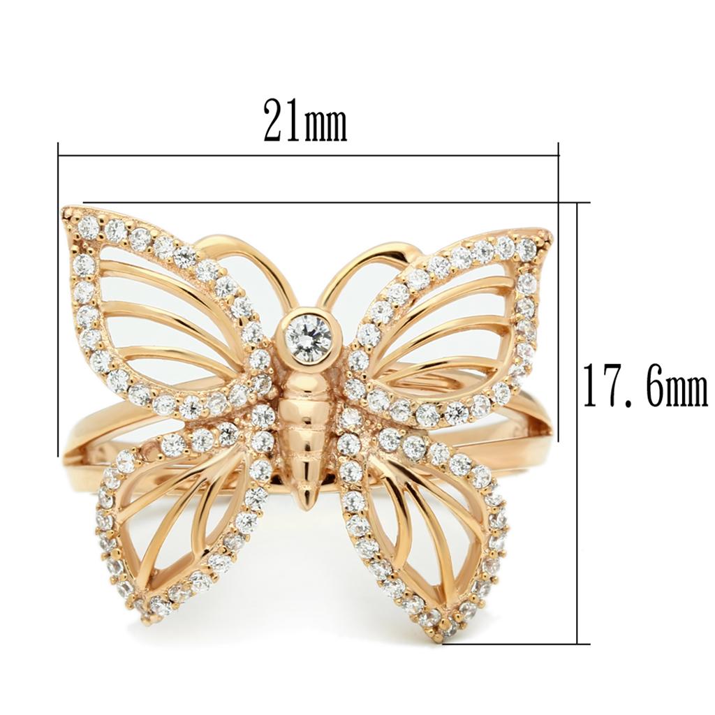 TS059 - Rose Gold 925 Sterling Silver Ring with AAA Grade CZ  in Clear-1