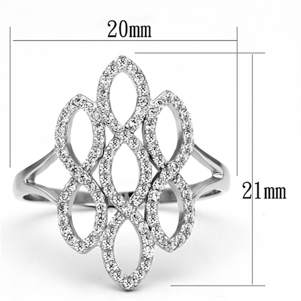 TS071 - Rhodium 925 Sterling Silver Ring with AAA Grade CZ  in Clear-1
