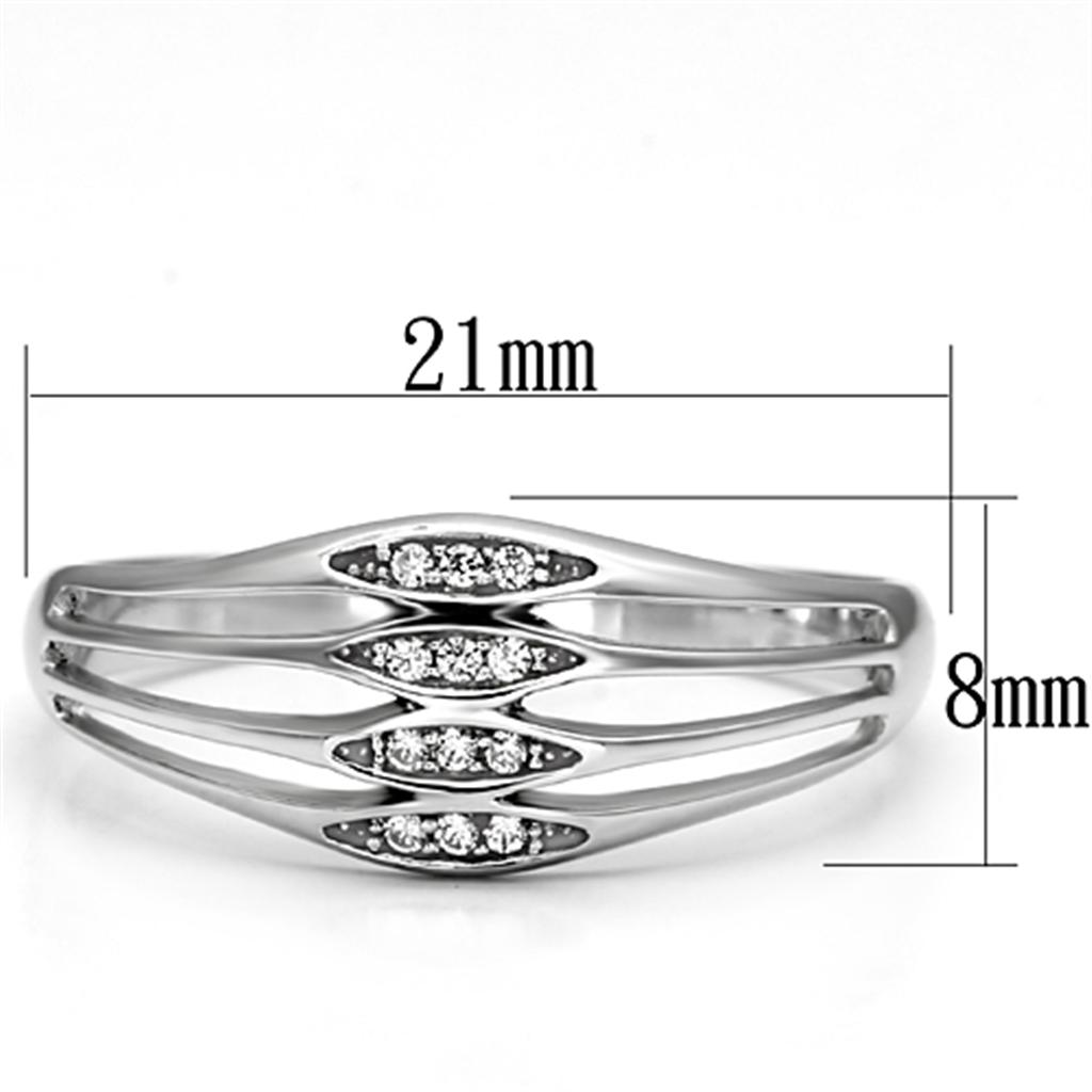 TS072 - Rhodium 925 Sterling Silver Ring with AAA Grade CZ  in Clear-1