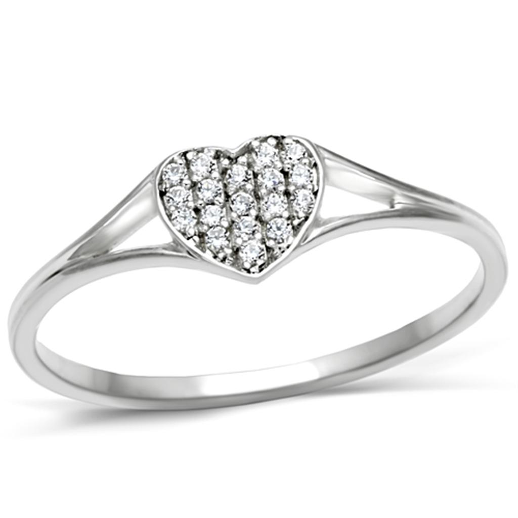TS073 - Rhodium 925 Sterling Silver Ring with AAA Grade CZ  in Clear-4