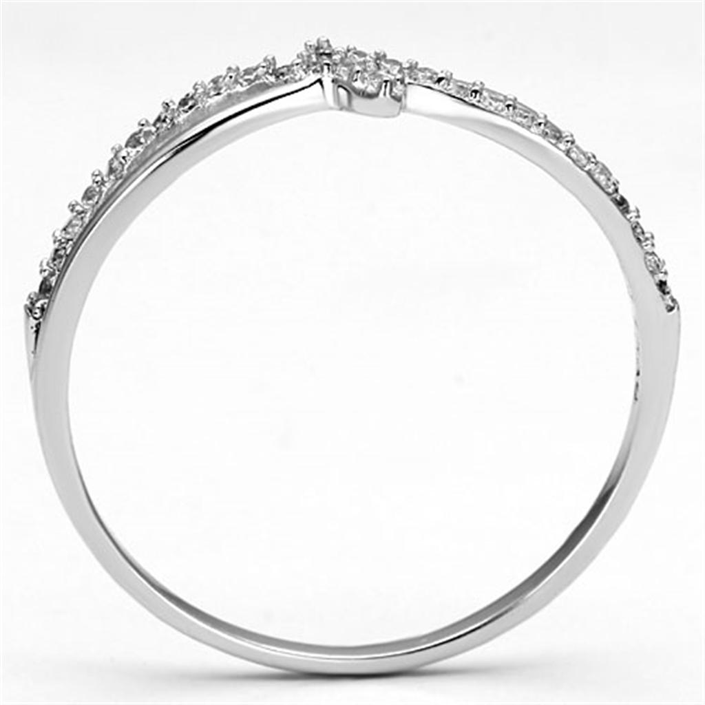TS074 - Rhodium 925 Sterling Silver Ring with AAA Grade CZ  in Clear-2