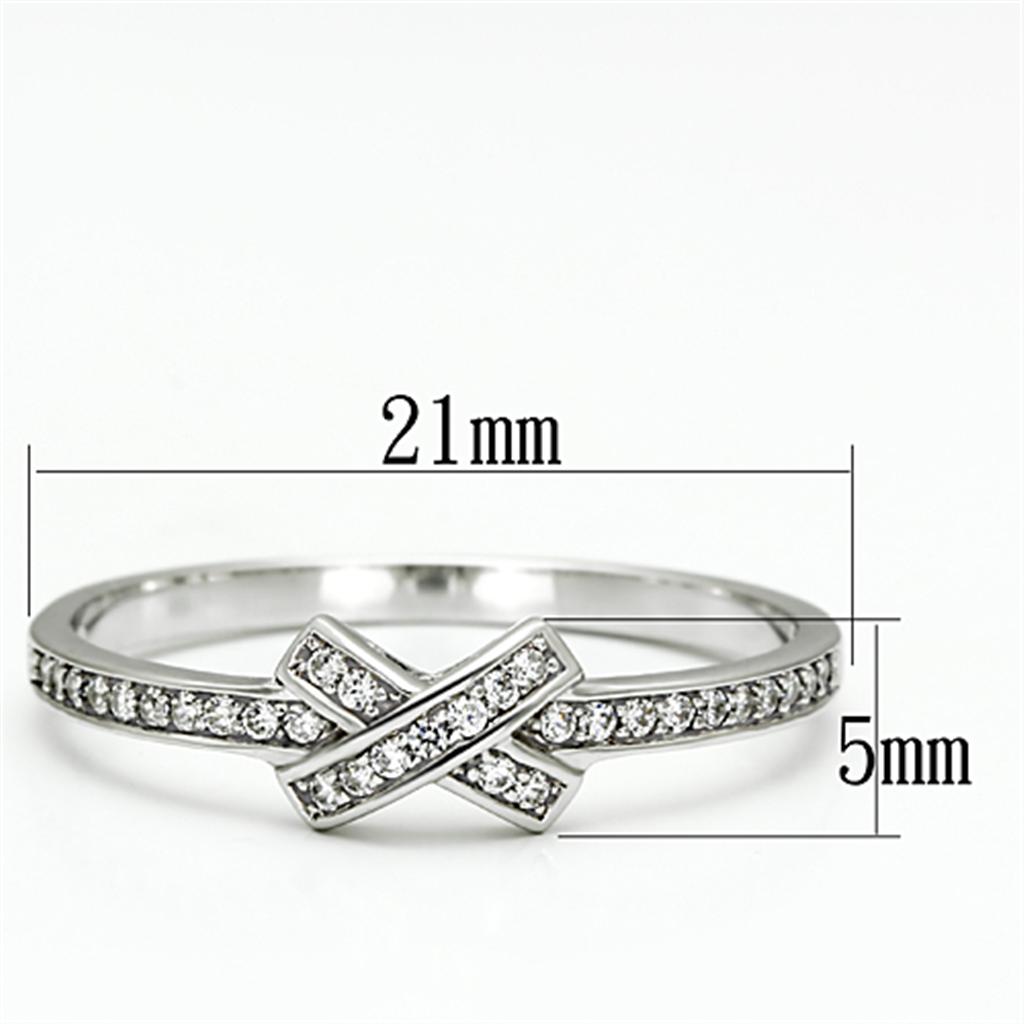 TS075 - Rhodium 925 Sterling Silver Ring with AAA Grade CZ  in Clear-1