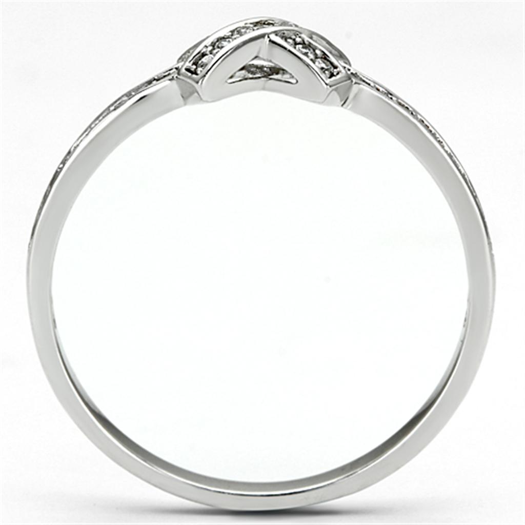 TS075 - Rhodium 925 Sterling Silver Ring with AAA Grade CZ  in Clear-2
