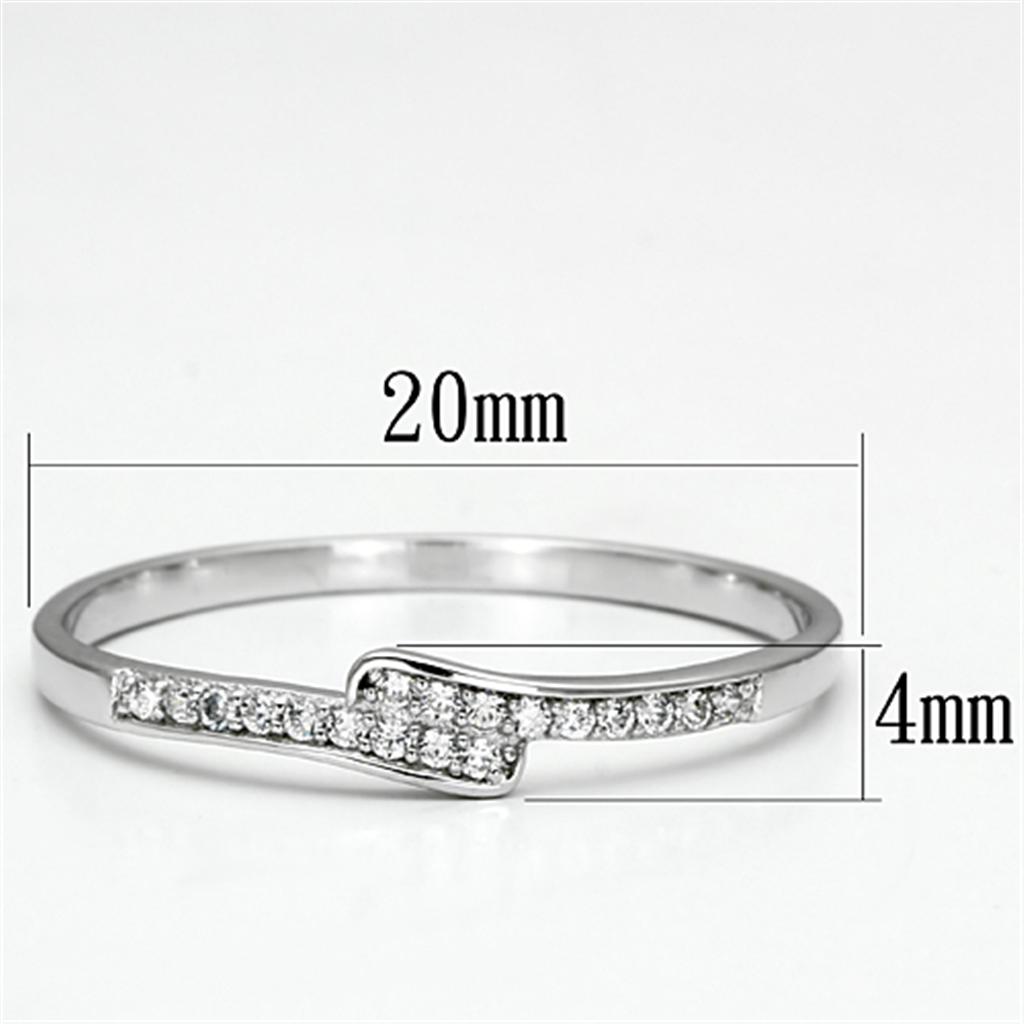 TS077 - Rhodium 925 Sterling Silver Ring with AAA Grade CZ  in Clear-1