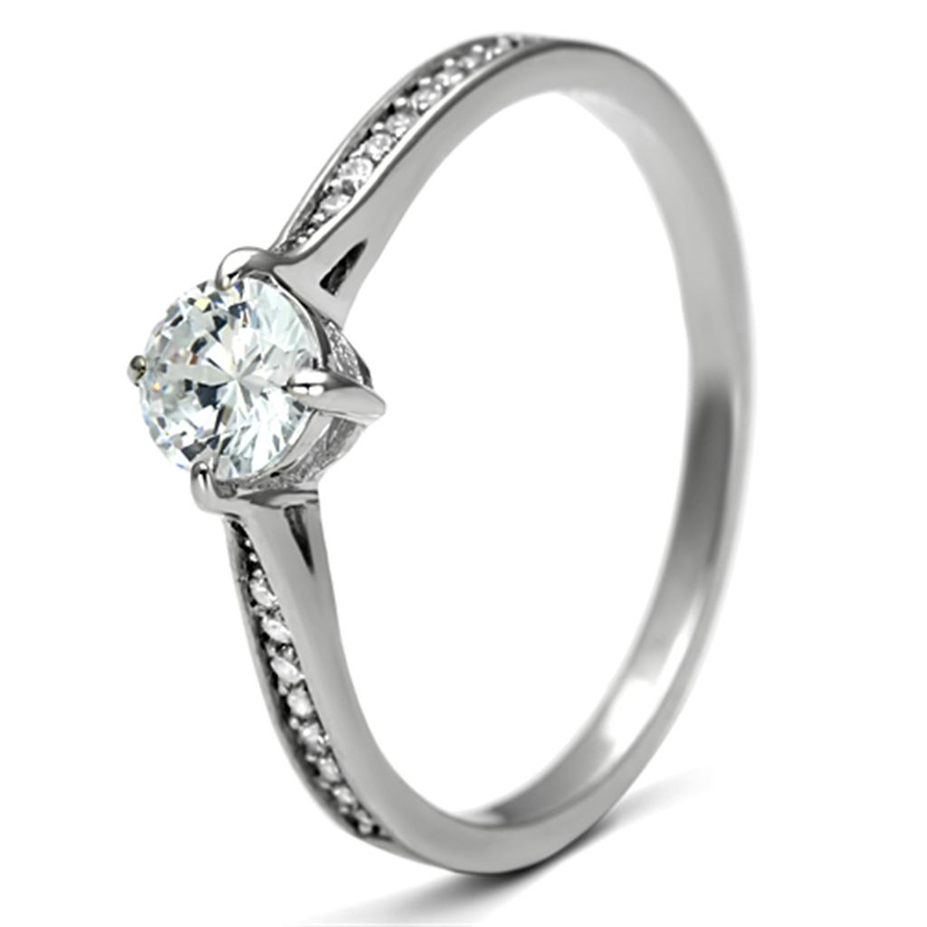TS079 - Rhodium 925 Sterling Silver Ring with AAA Grade CZ  in Clear-4