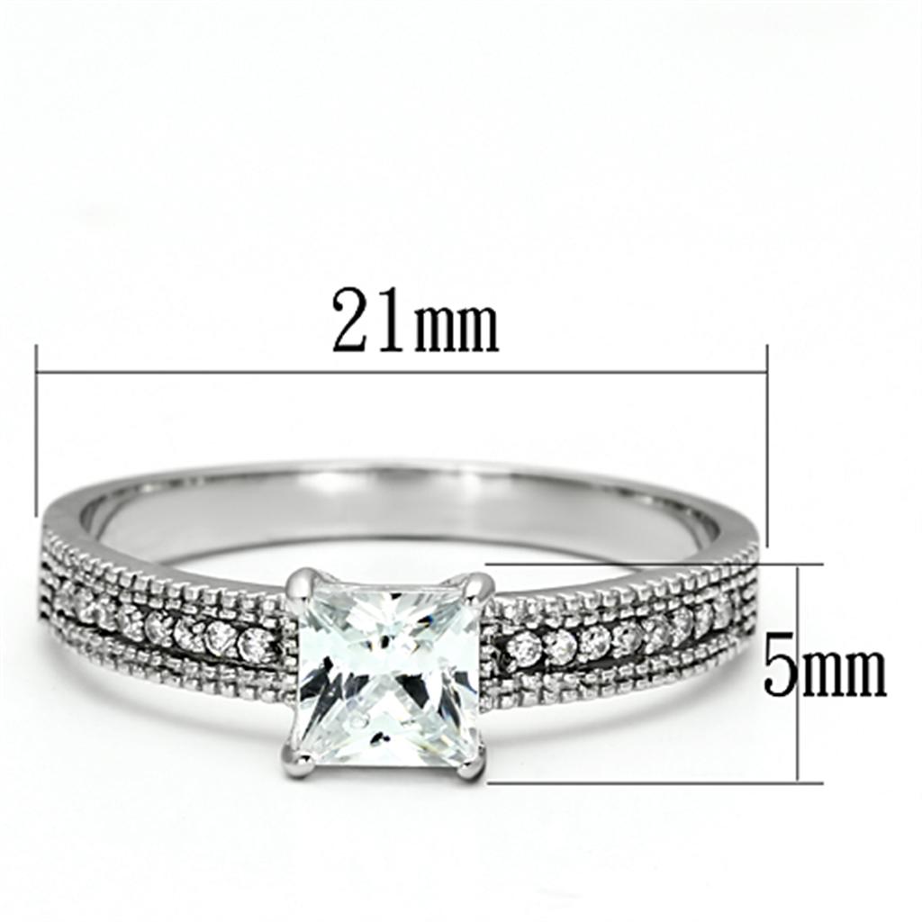 TS081 - Rhodium 925 Sterling Silver Ring with AAA Grade CZ  in Clear-1