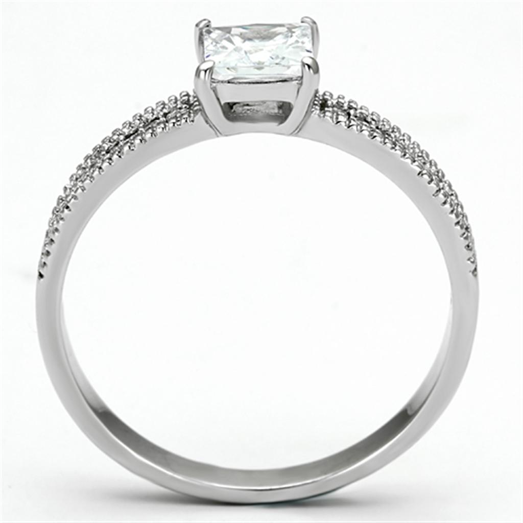TS081 - Rhodium 925 Sterling Silver Ring with AAA Grade CZ  in Clear-2
