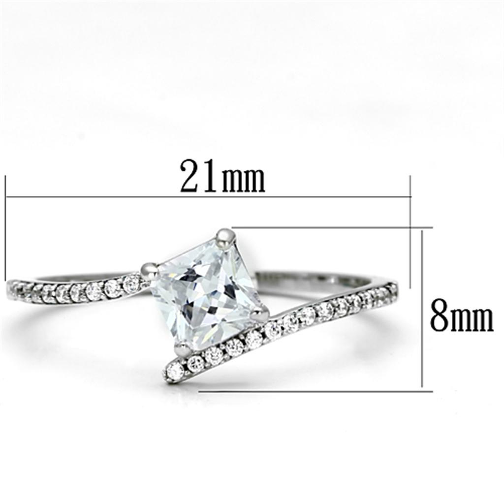 TS083 - Rhodium 925 Sterling Silver Ring with AAA Grade CZ  in Clear-1