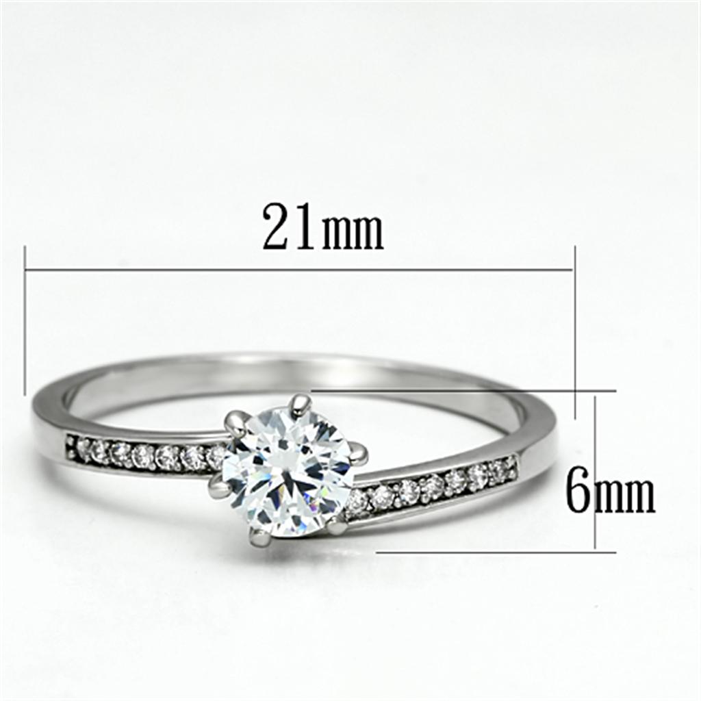 TS084 - Rhodium 925 Sterling Silver Ring with AAA Grade CZ  in Clear-1