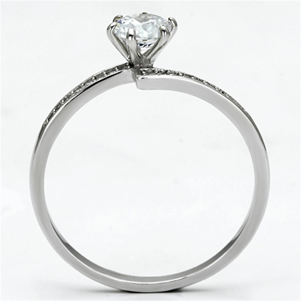 TS084 - Rhodium 925 Sterling Silver Ring with AAA Grade CZ  in Clear-2