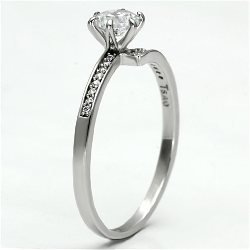 TS084 - Rhodium 925 Sterling Silver Ring with AAA Grade CZ  in Clear-3