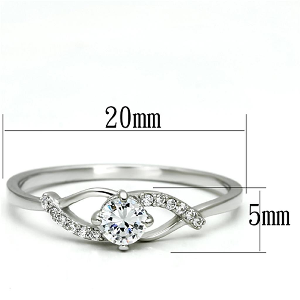 TS085 - Rhodium 925 Sterling Silver Ring with AAA Grade CZ  in Clear-1