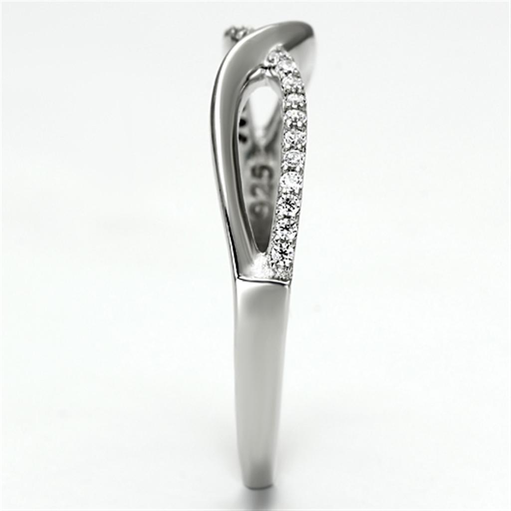 TS087 - Rhodium 925 Sterling Silver Ring with AAA Grade CZ  in Clear-3