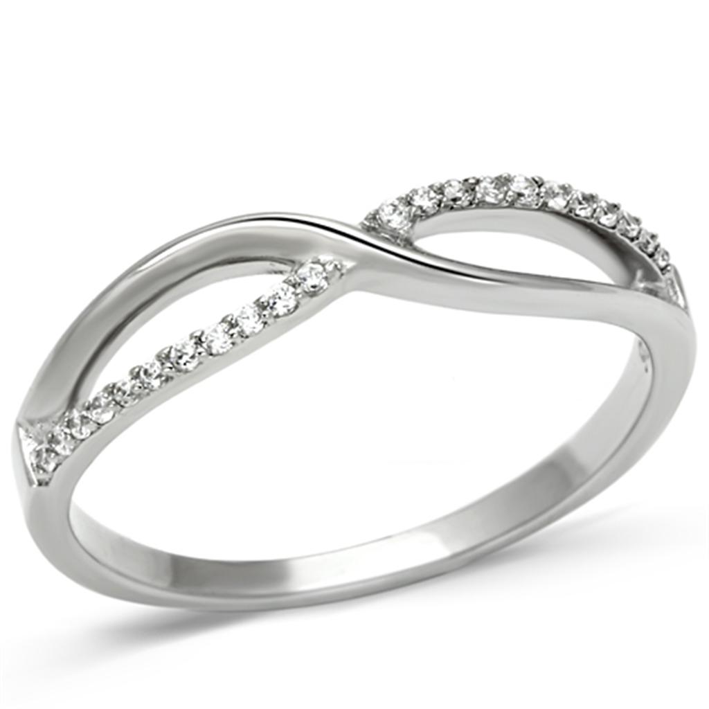 TS087 - Rhodium 925 Sterling Silver Ring with AAA Grade CZ  in Clear-4