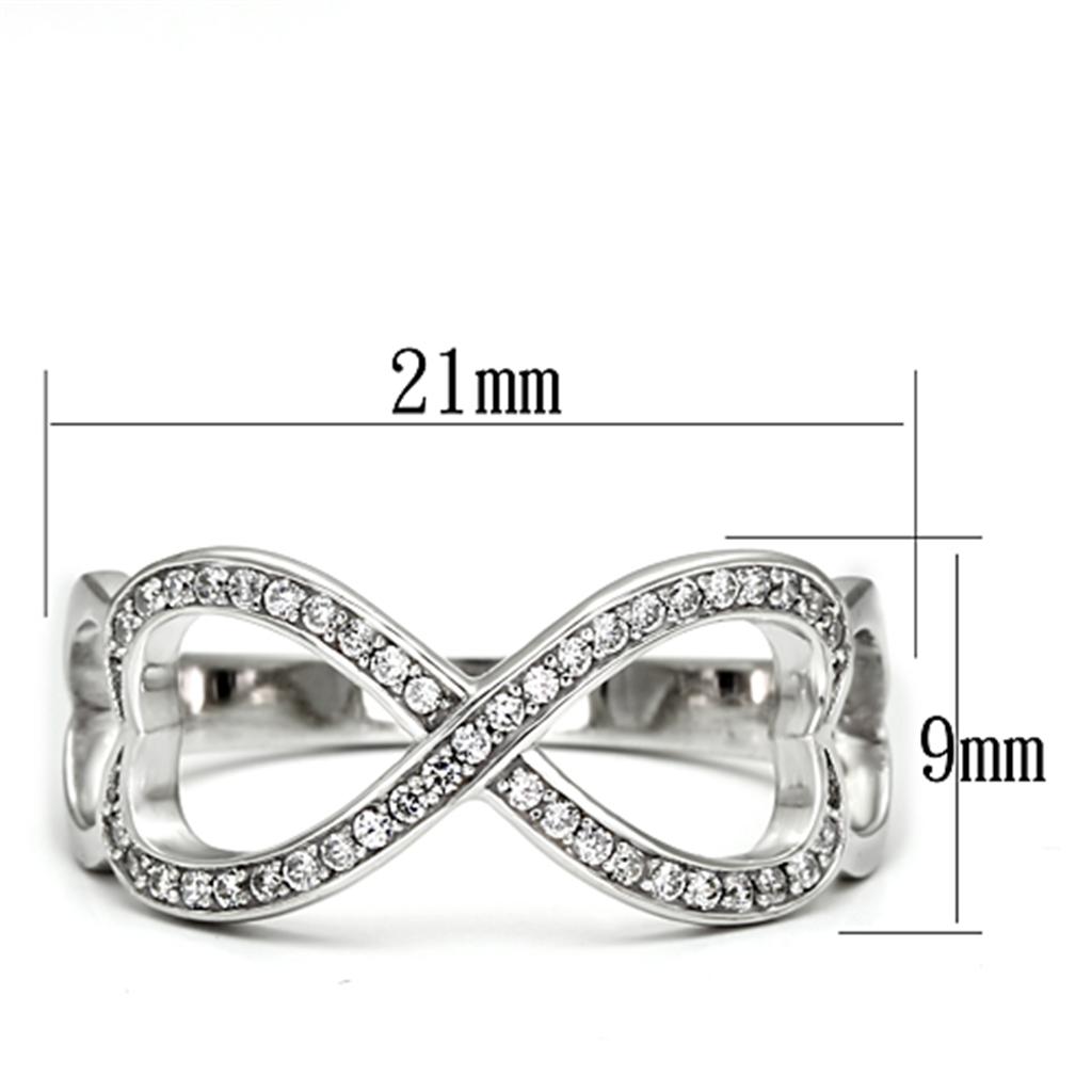 TS088 - Rhodium 925 Sterling Silver Ring with AAA Grade CZ  in Clear-1