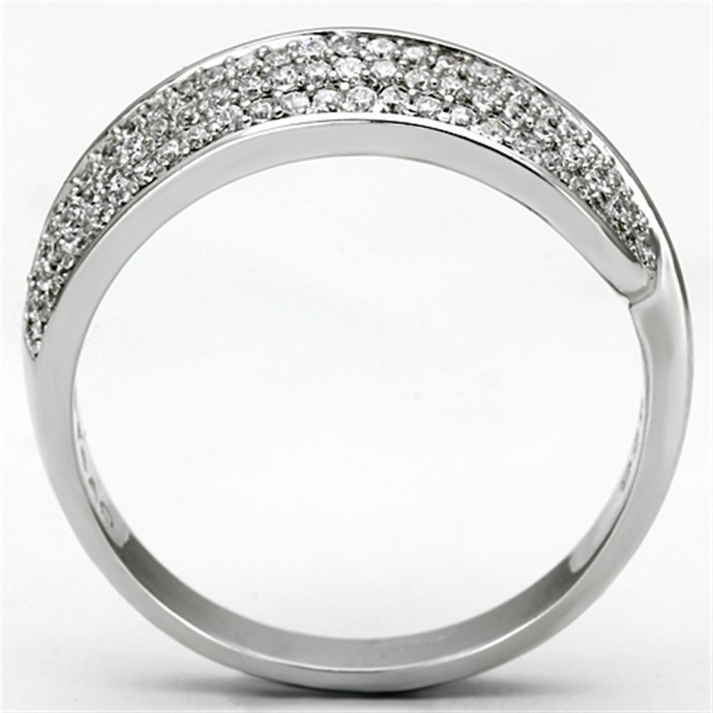 TS089 - Rhodium 925 Sterling Silver Ring with AAA Grade CZ  in Clear-2