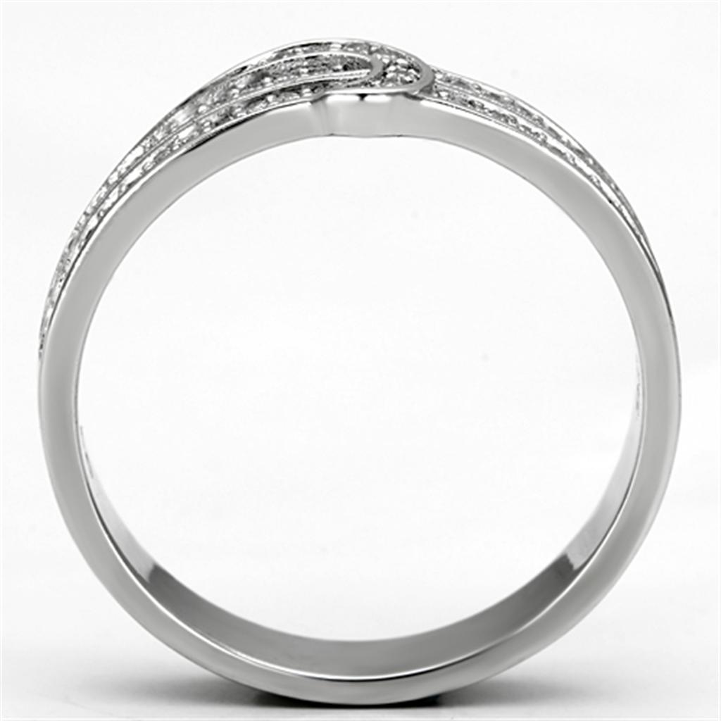 TS091 - Rhodium 925 Sterling Silver Ring with AAA Grade CZ  in Clear-2