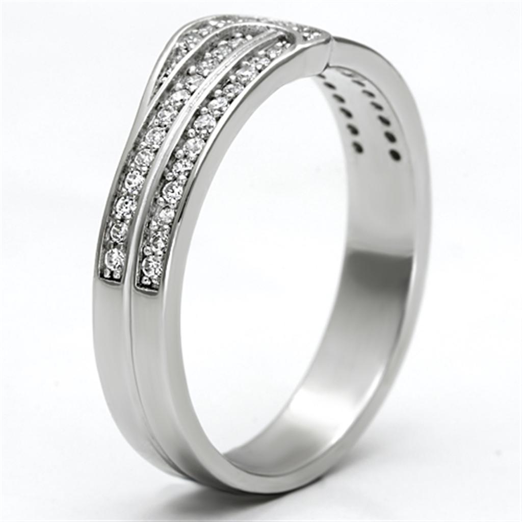 TS091 - Rhodium 925 Sterling Silver Ring with AAA Grade CZ  in Clear-3