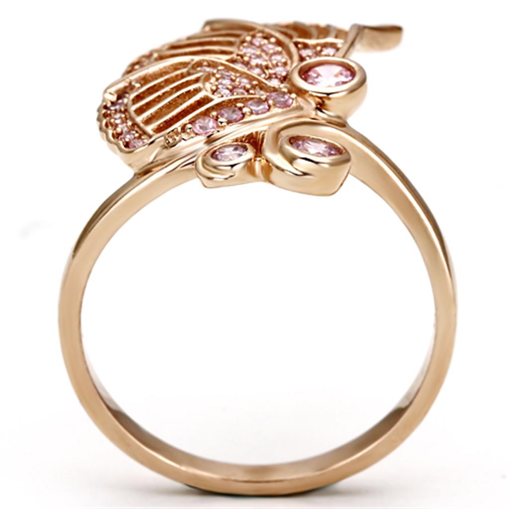 TS094 - Rose Gold 925 Sterling Silver Ring with AAA Grade CZ  in Rose-2